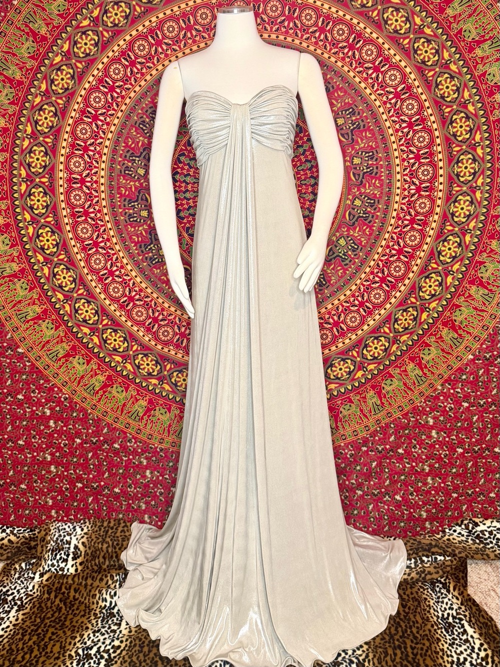 Vintage Jovani liquid silver gown